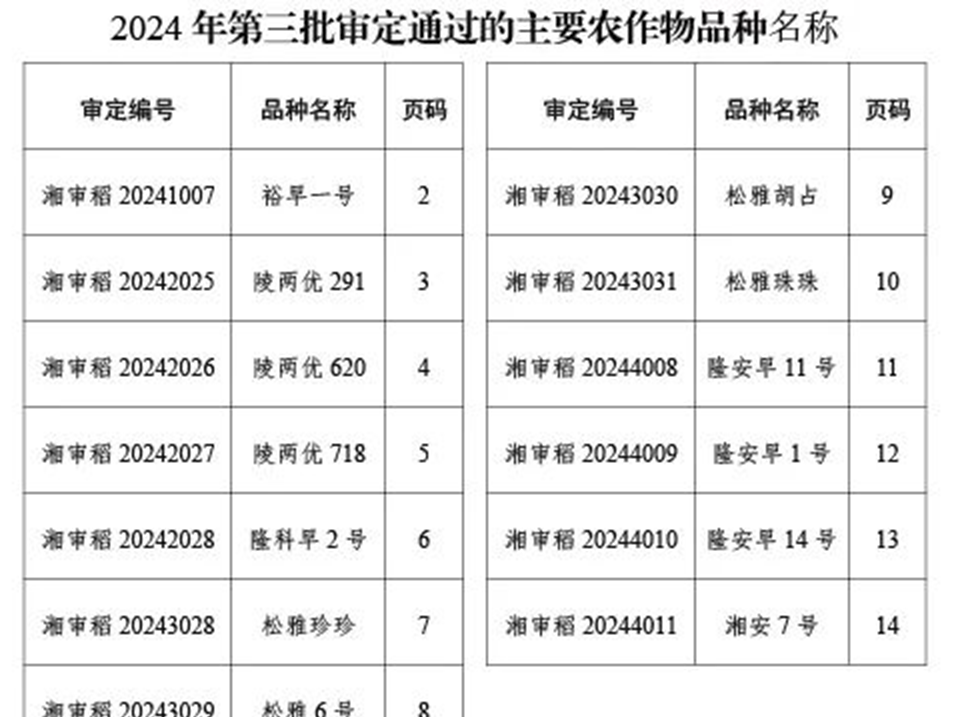 湖南省农业农村厅发布！13个水稻品种通过湖南省审定！